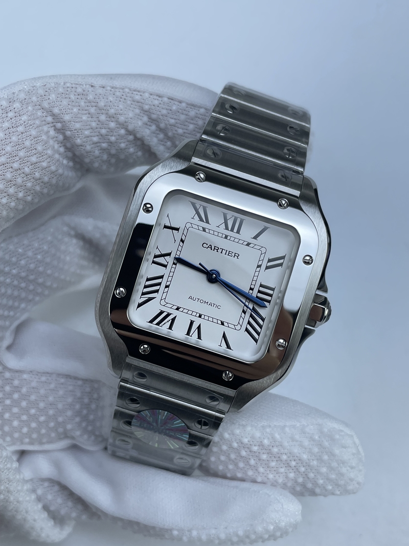 (준비완료/특급배송)NO.2644/BV공장 까르띠에 산토스 2018 미디움 스틸 화이트다이얼 스마트링크 브슬 35MM