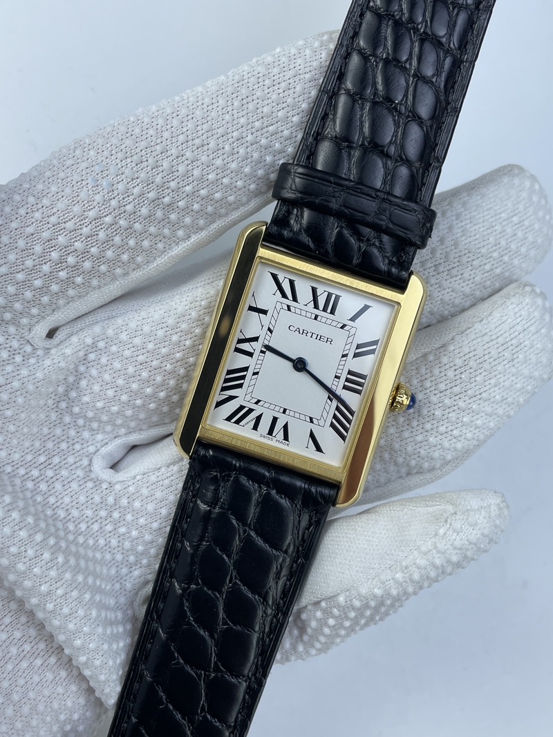 (준비완료/특급배송)NO.2840/K11공장 까르띠에 탱크솔로 27MM 가죽 옐로우골드