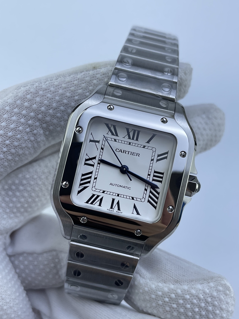 (준비완료/특급배송)NO.3351/BV공장 까르띠에 산토스 2018 미디움 스틸 화이트다이얼 스마트링크 브슬 35MM